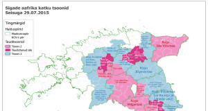 SAK: I ja II tsoon + taudistunud ala. Seisuga 29.07.2015